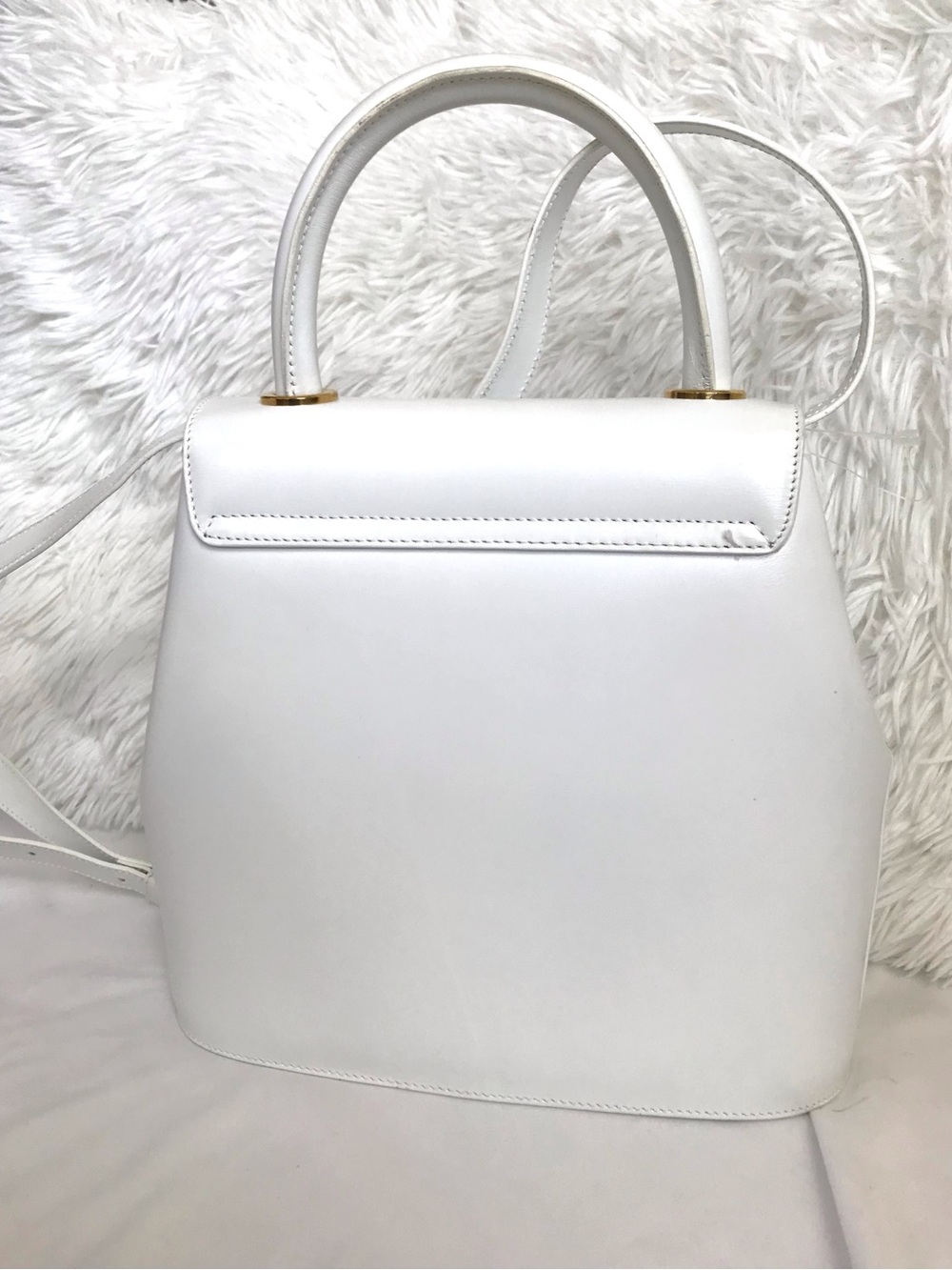Salvatore Ferragamo Studded 2 Way Bag White Authentic - Picture 3 of 16